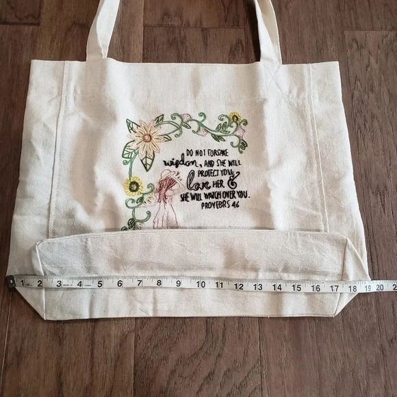 Handmade Embroidered Canvas Totebag - Picture 7 of 8